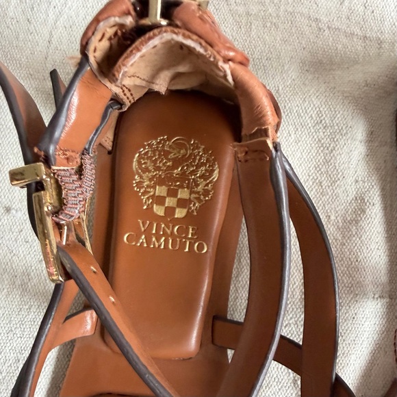 Vince Camuto Erendira Gladiator Sandals 7.5 Cognac Leather Boho Festival - Picture 3 of 14